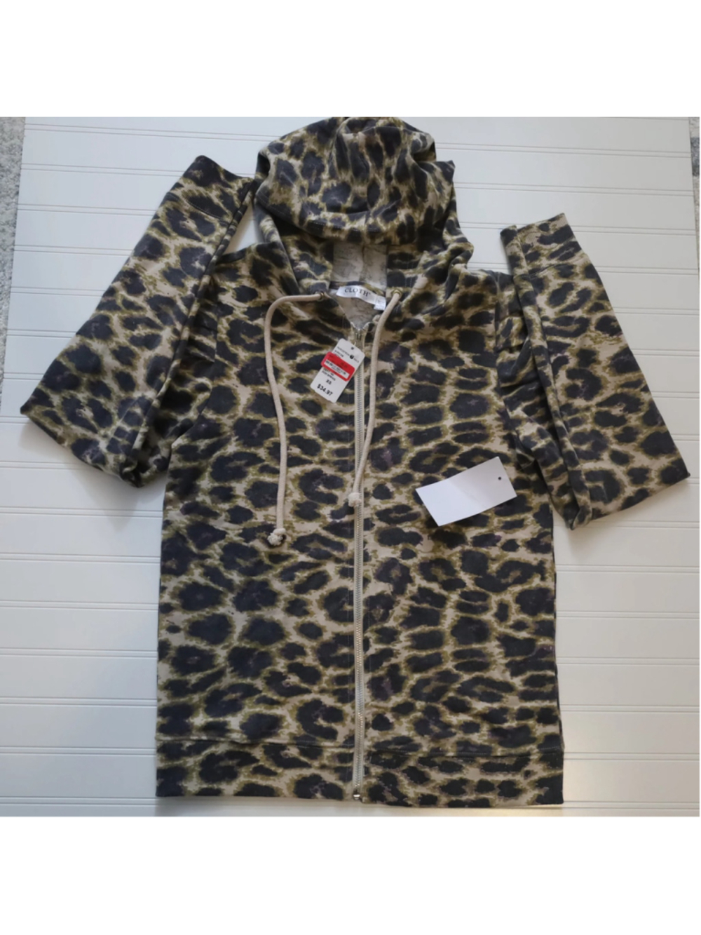 Cloth by Design Zip Up Hoodie Women Jacket Cheetah Print XS - Picture 7 of 10